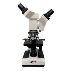 Microscopio com duas cabeças